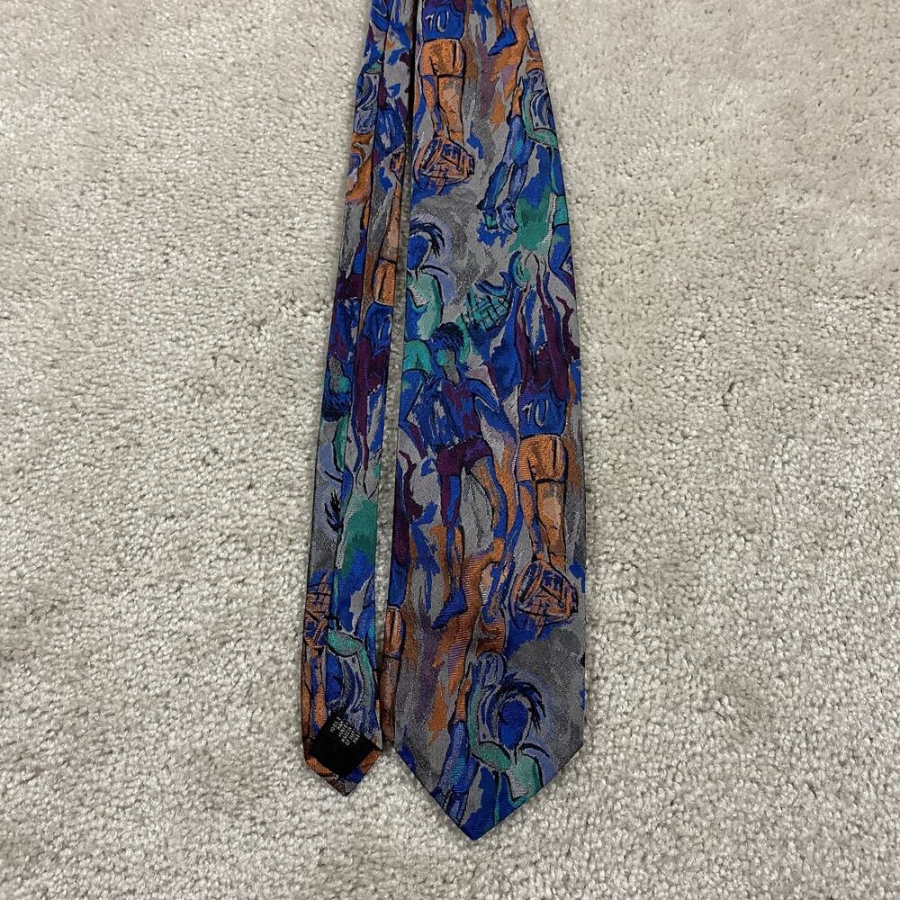 VTG MBP Tie Mens Abstract Art Silk Hand Finished USA Multicolor 90s Sports